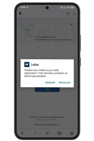 1xbet APK téléchargé