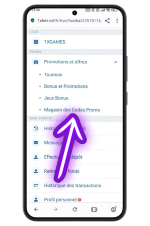 boutique de codes promotionnels sur 1xbet