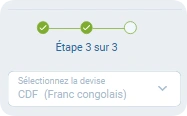 choix de la devise congolaise lors de l'inscription sur 1xbet