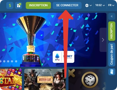 connectez-vous à 1xbet via le site Web
