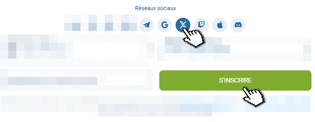 Inscription 1xbet via Twitter